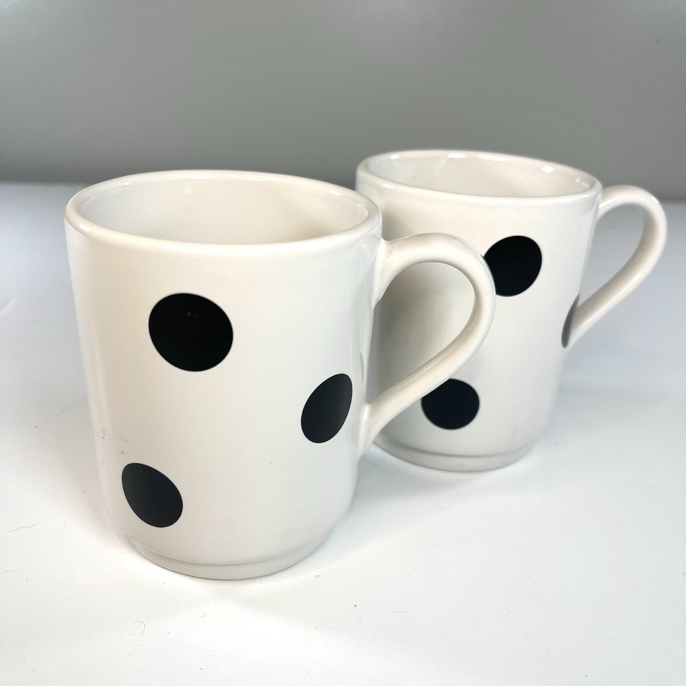 Kate Spade Lenox Mugs‎ White With Black Dots Microwave & Dishwasher Safe